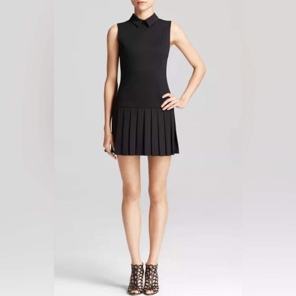 NEW Alice and Olivia Collared Pleated Drop Waist Dress 4